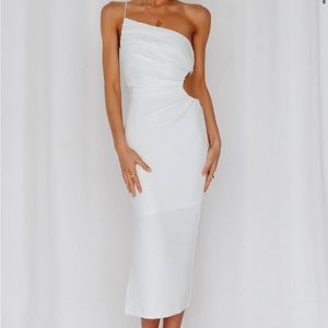 Hello Molly Smooth Lines Midi Dress White